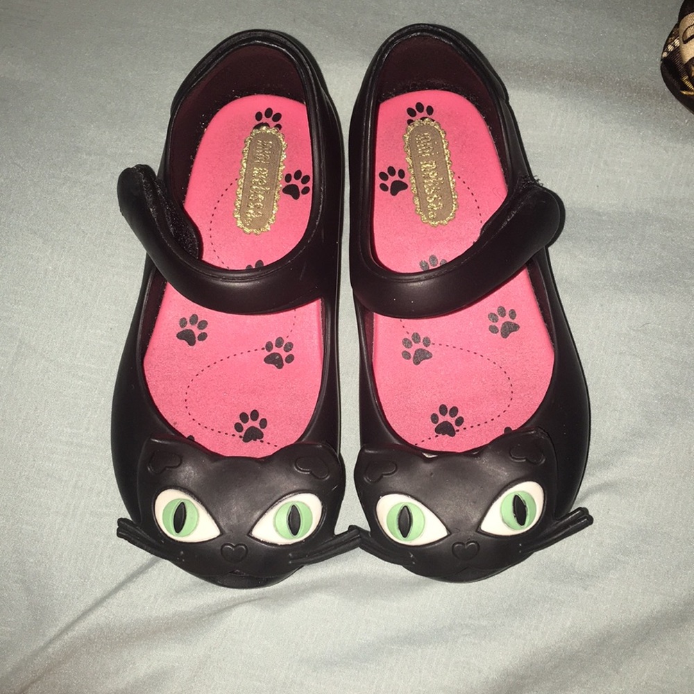 Girls Mini Melissa black cat shoes